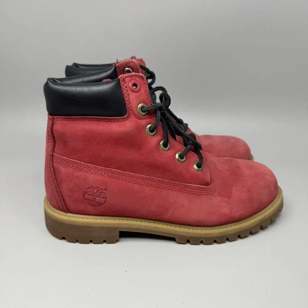 Timberland Boots Boys Size 6 Waterproof Nubuck Lace Up Youth Black Collar 6598R